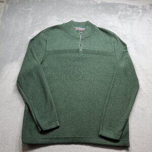 Flag & Anthem 1/4 Zip Mock Medium Weight Knit Sweater Hunter Green Men Sz 2XL